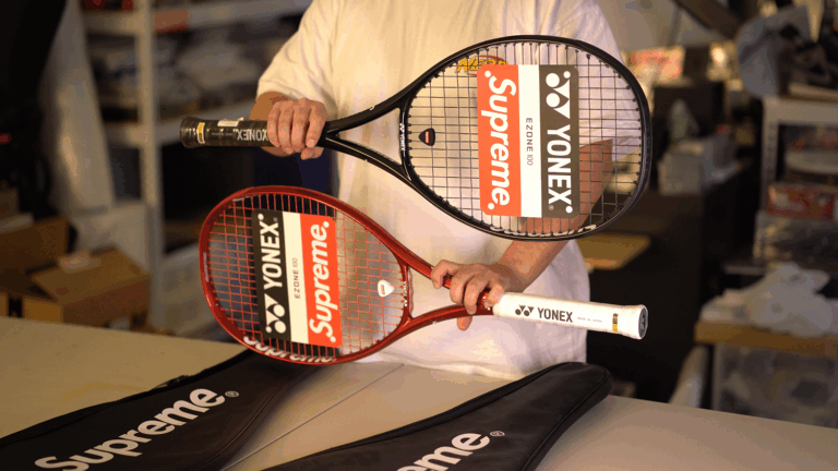 supreme yonex lacquet red black