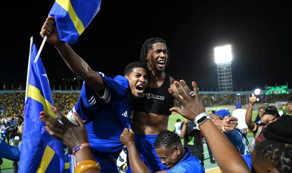 퀴라소 축구대표팀이 2026 월드컵 본선 진출을 확정한 뒤 환호하는 장면 Curacao national football team celebrating after qualifying for the 2026 FIFA World Cup