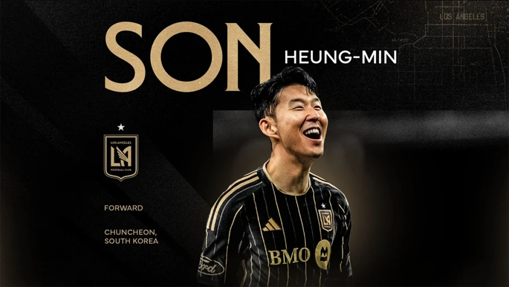 MLS LAFC 유니폼을 입은 손흥민 콘셉트 그래픽 이미지 Concept graphic of Son Heung-min wearing an LAFC MLS jersey